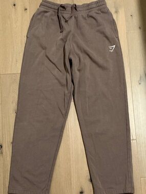 Gymshark Brown Joggers with White Logo
